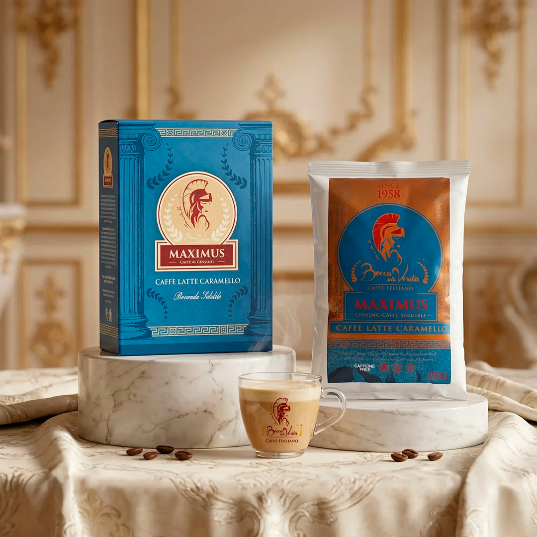 Ginseng Caramel Latte, Polvere Solubile, Sacchetto da 250 g, Prodotto in Italia