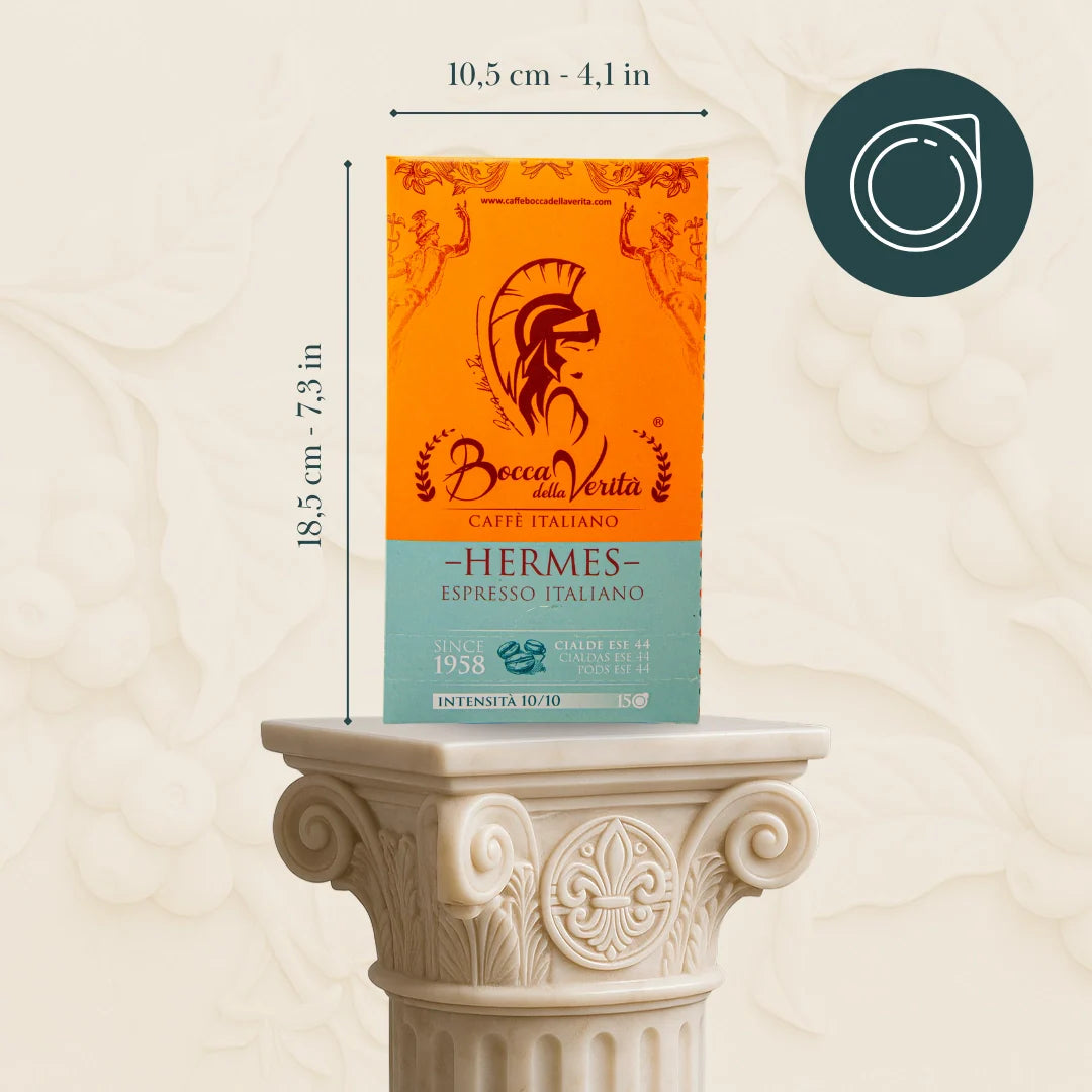 Medidas Caja de café Bocca della Verità Hermes Espresso Italiano, 150 monodosis ESE 44 mm
