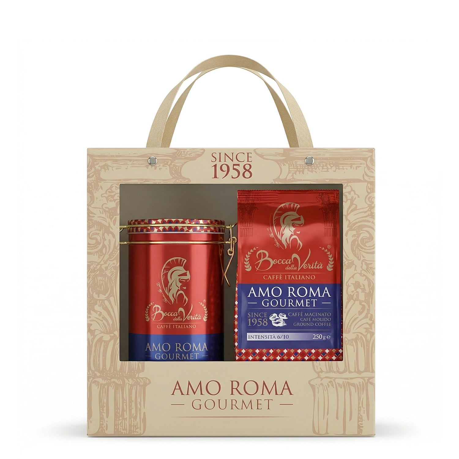 LATTINA Decorativa in Alluminio con Chiusura Ermetica CON CAFFÈ Macinato di 250G 50% Arabica 50% Robusta