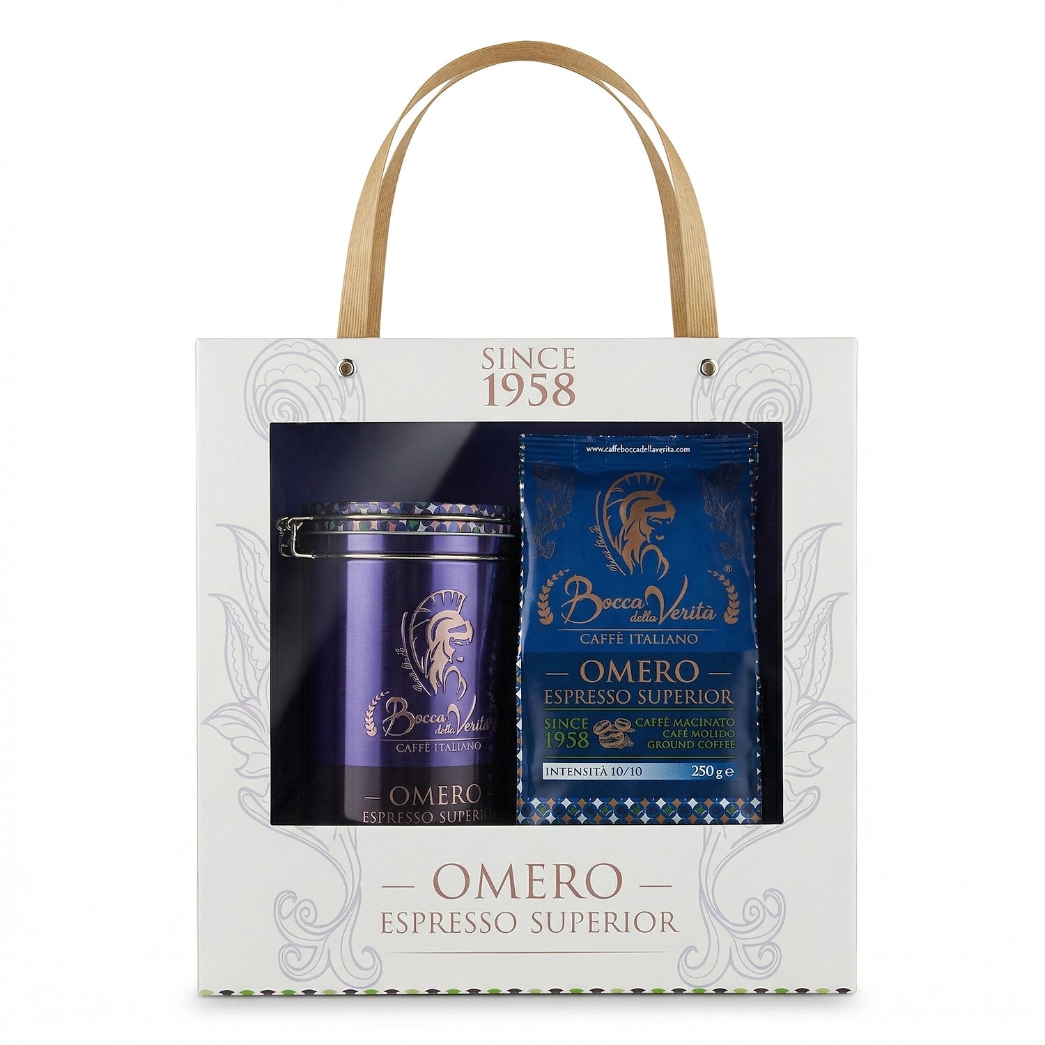 LATTINA Decorativa in Alluminio con Chiusura Ermetica CON CAFFÈ Macinato di 250G 30% Arabica 70% Robusta