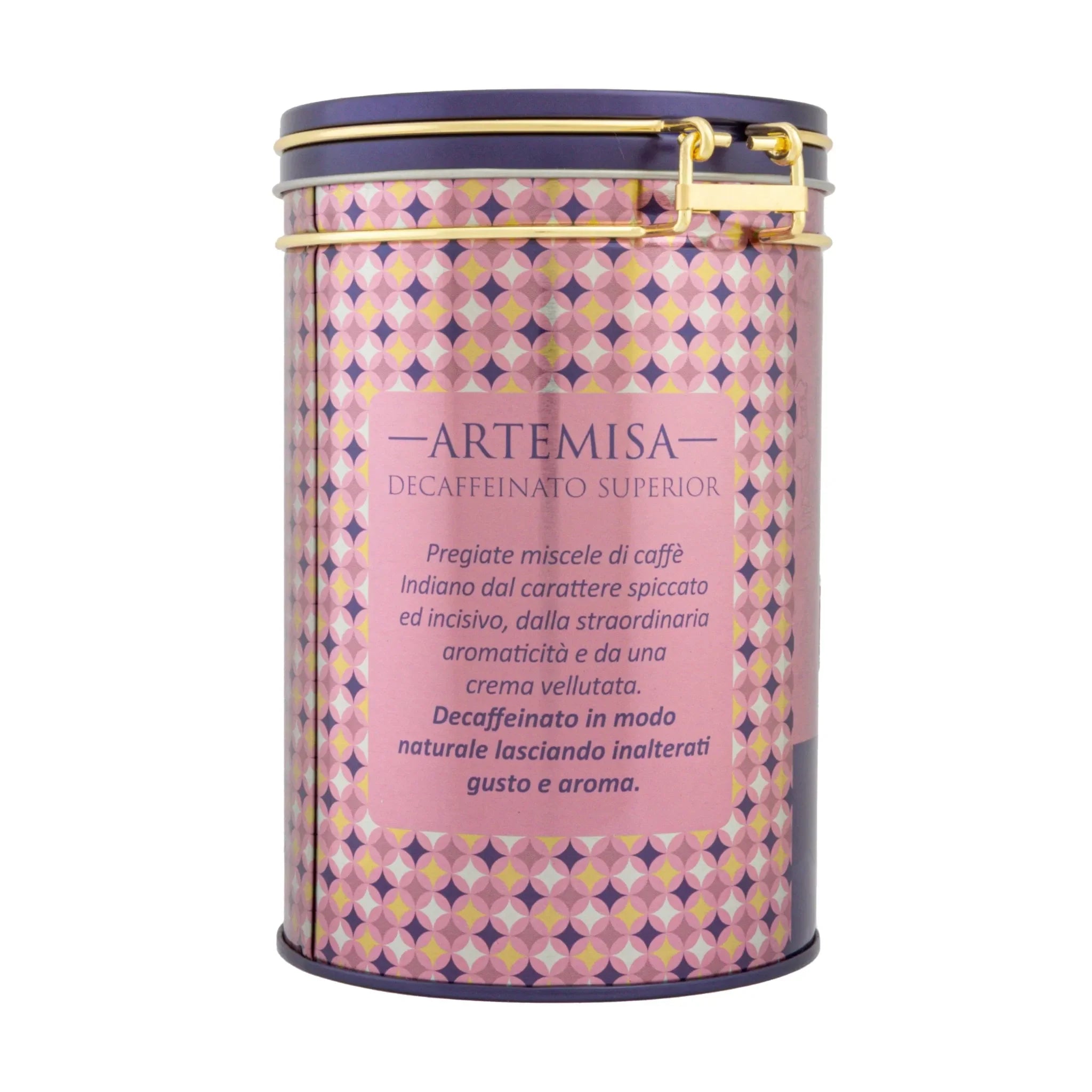 LATTINA Decorativa in Alluminio con Chiusura Ermetica CON CAFFÈ Macinato di 250G